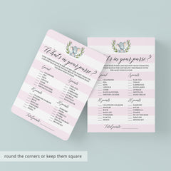 Printable Girl Baby Party Games Kit Pink and White