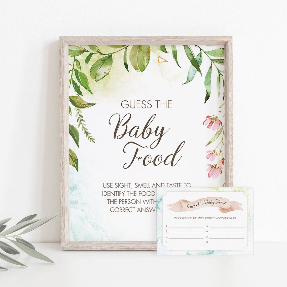 Watercolor baby shower guessing game cards printable by LittleSizzle