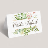 Floral food tent cards for baby shower party by LittleSizzle