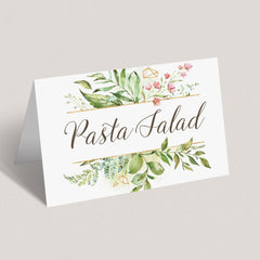 Floral food tent cards for baby shower party by LittleSizzle