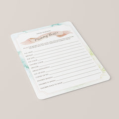 Printable Baby Shower Mommy Quiz Game Card