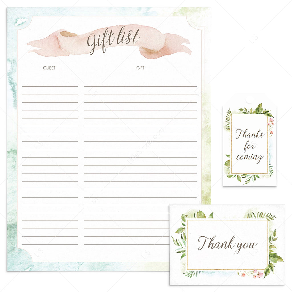 Printable Thank You Tags, Cards and Gift Log