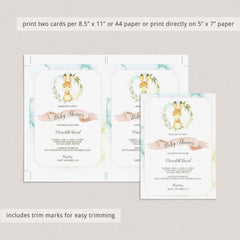 Watercolor Bunny Baby Shower Invitation Template