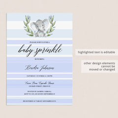 DIY baby sprinkle invitation instant download elephant themed by LittleSizzle