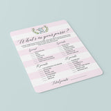 Girl Baby Shower What's In Your Purse Game Printable
