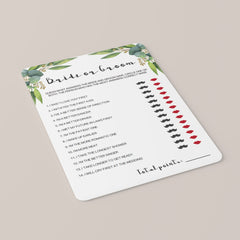 green leaves wedding party games instant printable