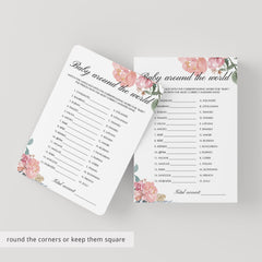 Baby Around The World Baby Shower Game Floral