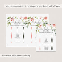 Blush Floral and Greenery Baby Shower Games Bundle