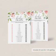 Coed Baby Shower Game Baby Traits Printable