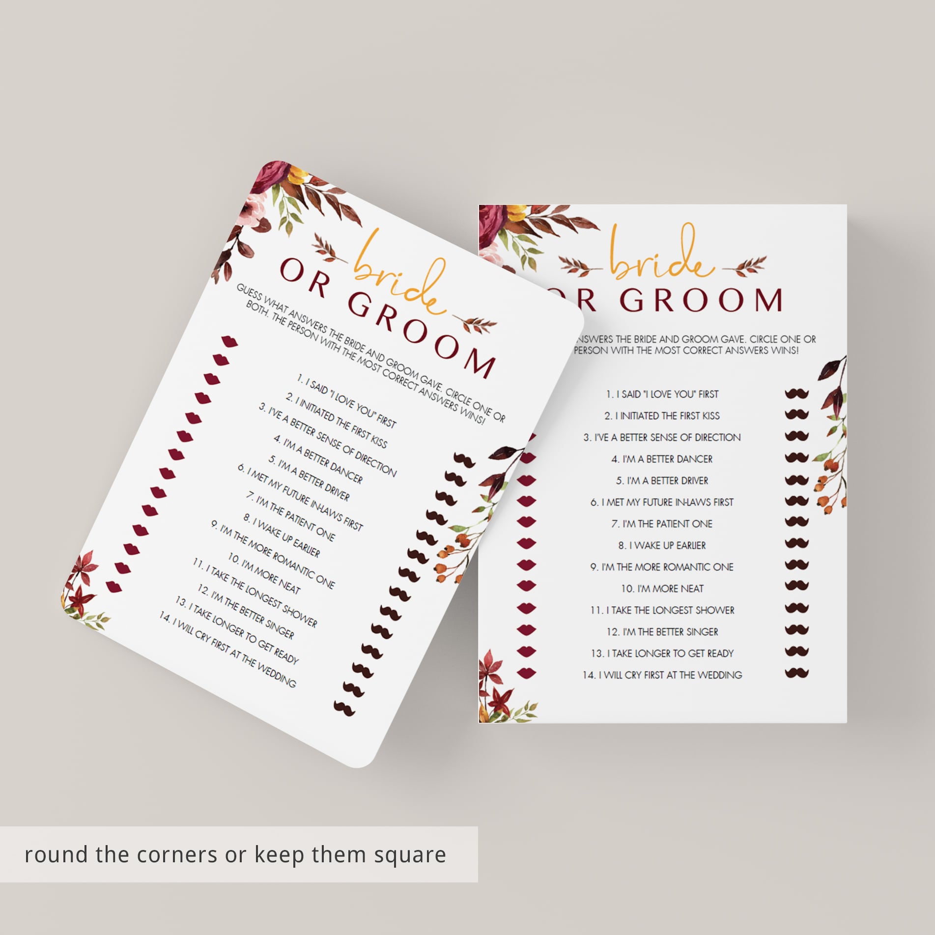 Editable bridal shower games red flowers by LittleSizzle