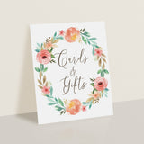 Printable Gift Table Sign with Watercolor Flowers