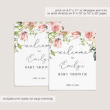 Floral Welcome Poster for Baby Shower