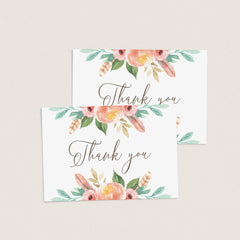 Watercolor Roses Thank You Card Printable
