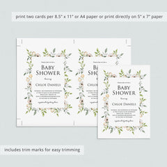 Blush Floral Baby Shower Invitation Set Template Download