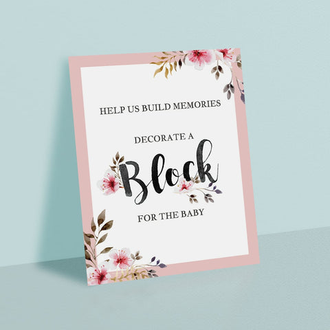 Decorate A Block floral baby shower DIY instructions table sign ...