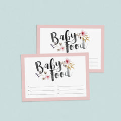 Girl baby shower food guessing cards printable by LittleSizzle