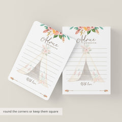 Advice for Mom Printable Baby Shower Cards with Tipi