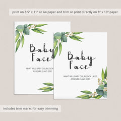 What will the new baby look like game green baby shower printable by LittleSizzle