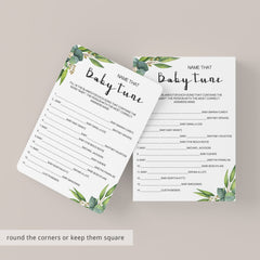 Greenery Guess The Baby Song Printable Game Card
