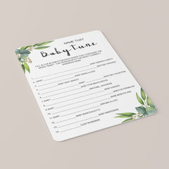Greenery Guess The Baby Song Printable Game Card