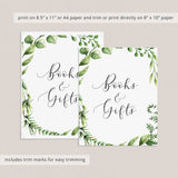Green leaves baby shower decor printable books and gifts table sign by LittleSizzle