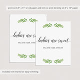 Watercolor green leaves baby shower decor by LittleSizzle