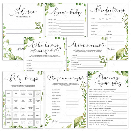 Botanical baby shower games printable package by LittleSizzle