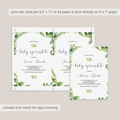 Greenery Invitation Set for Neutral Baby Sprinkle