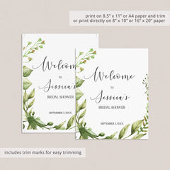 Greenery Bridal Shower Welcome Sign Template