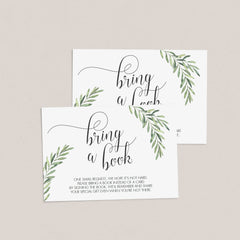 Green Bring a Book for Baby Cards Instant Download