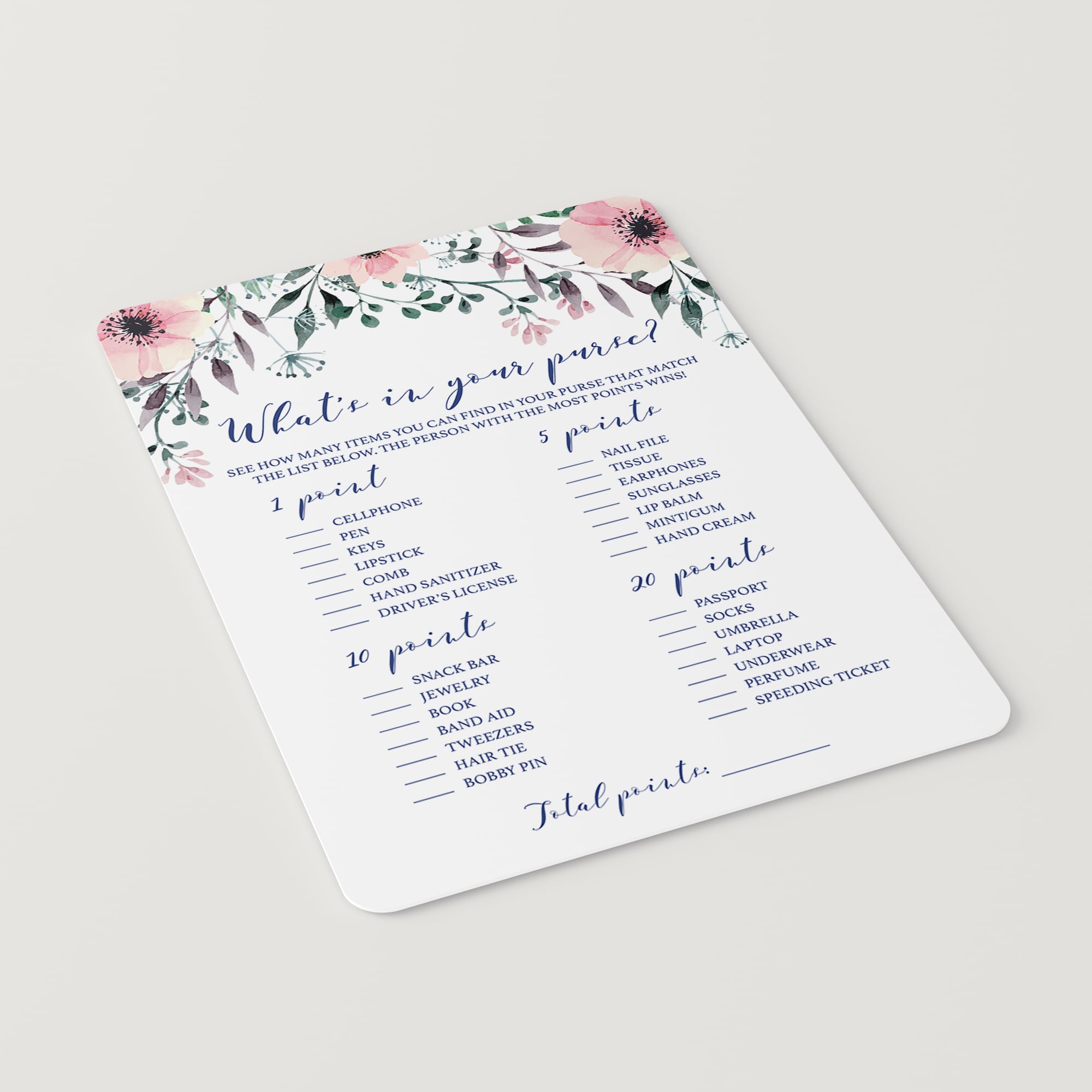 Watercolor pink flowers on a bridal shower game card 1c94e396 876d 4362 ae21 54e21a4877e8