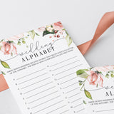 Wedding Alphabet Game Printable with Blush Flowers