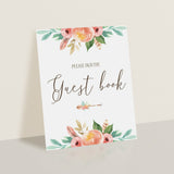 Floral guest book signage instant download by LittleSizzle