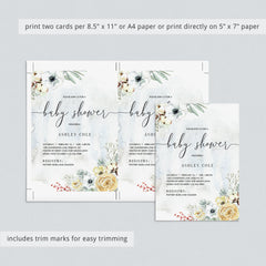 Neutral winter baby shower invite PDF template by LittleSizzle