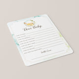 Dear baby wishes printable with bunny in green wreath by LittleSizzle