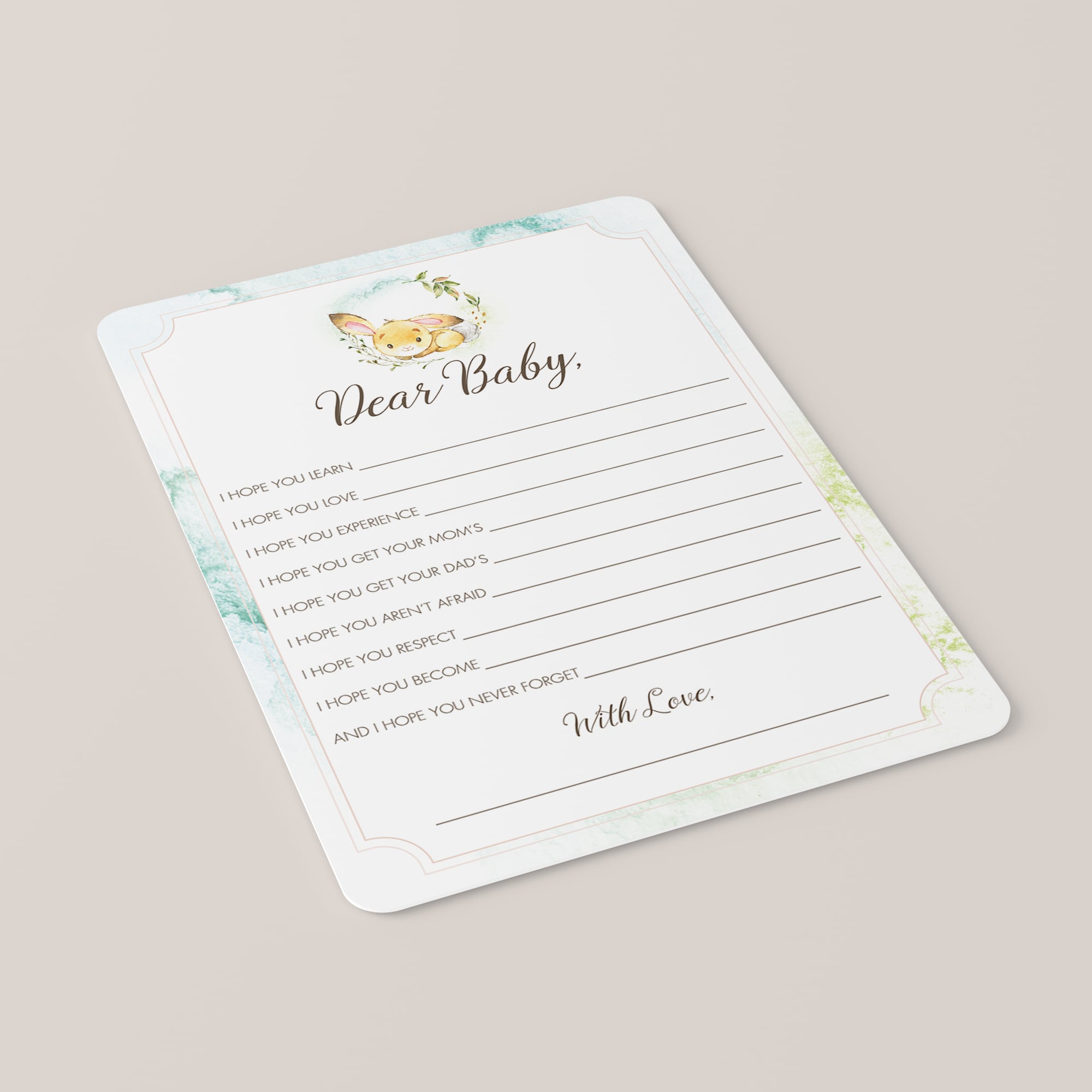 Wishes for the new baby watercolor bunny printable by LittleSizzle