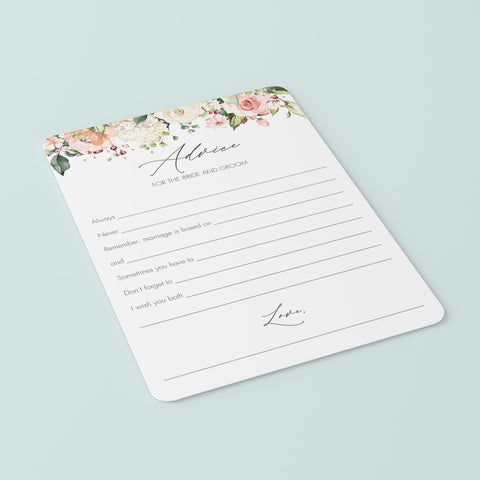Advice for the Bride and Groom Cards Printable | Floral theme ...