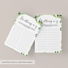 garden wedding word game ideas