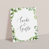 Greenery Party Decor Printable Cards and Gifts Table Sign