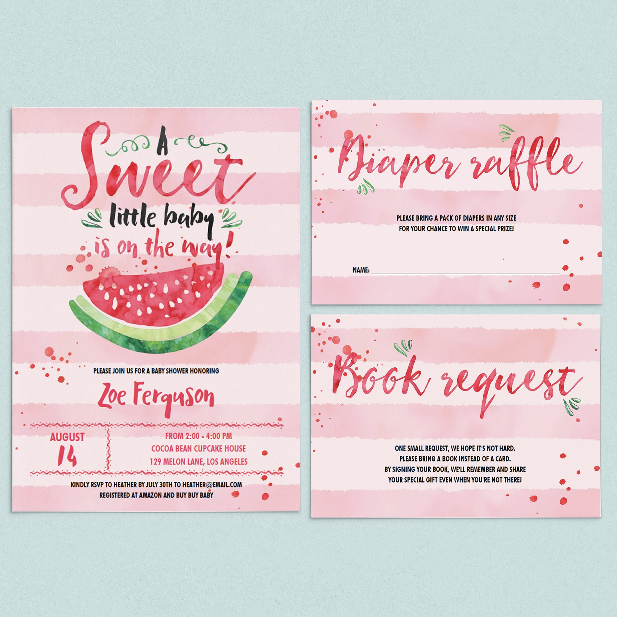 Watermelon baby shower invitation kit templates by LittleSizzle