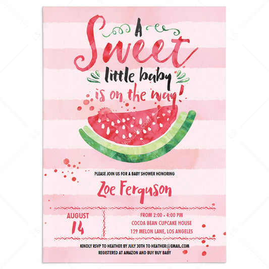 Watermelon baby shower invitation by LittleSizzle