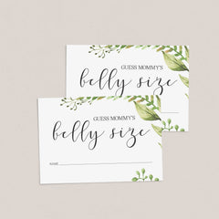 How Big Is Mommy's Belly Game Printable with Green Leaves
