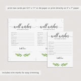 greenery wedding well wishes cards printables