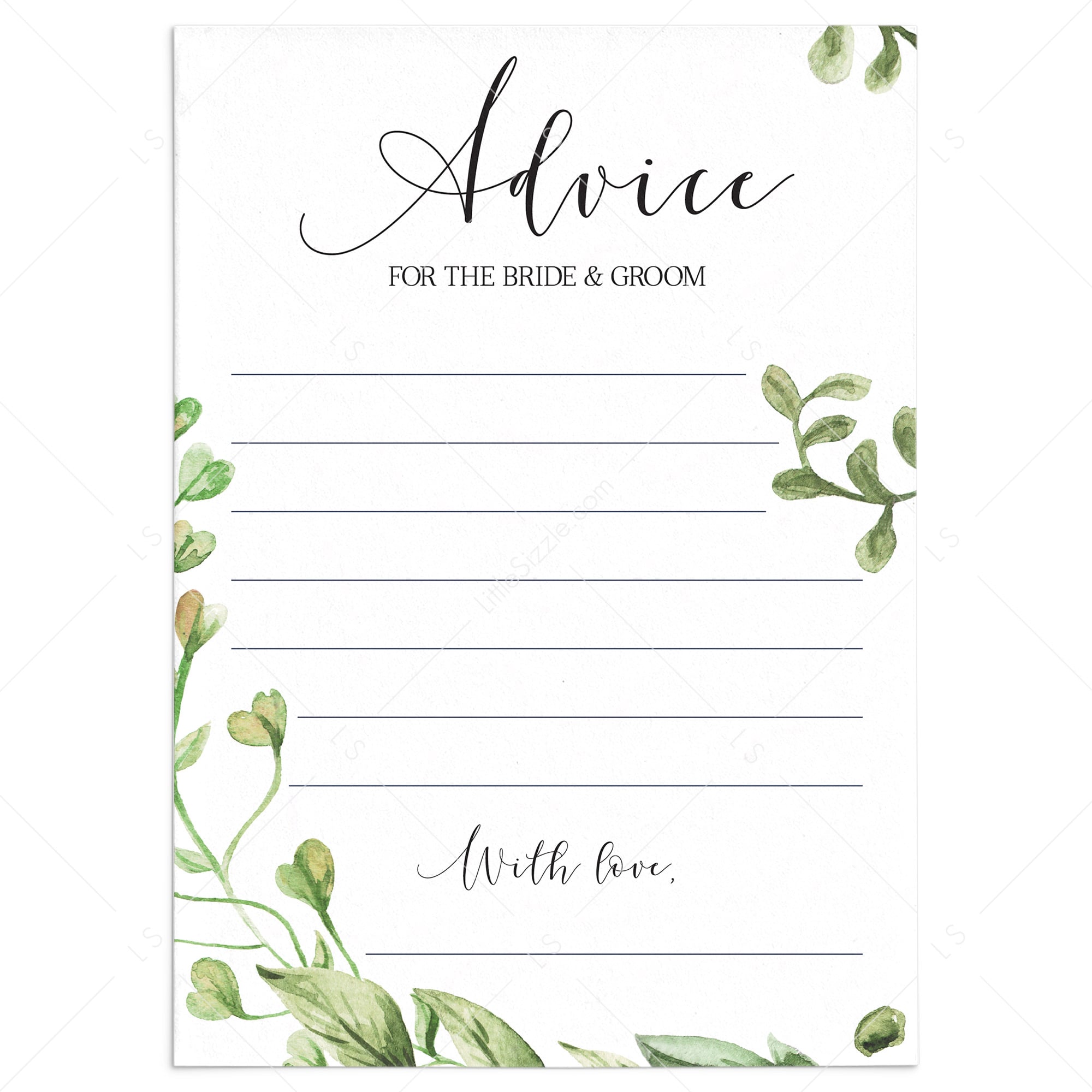 Garden Bridal Shower Advice Cards Instant Download by LittleSizzle
