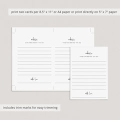 Minimalist Advice For The Bride Cards Printable