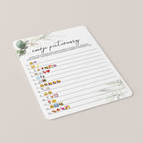 Greenery Bridal Shower Emoji Pictionary Game Printable