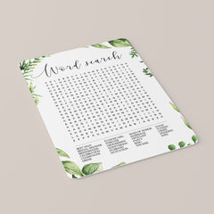 Garden Wedding Word Search Game for Bridal Showers