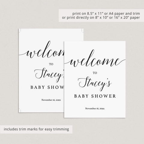 Editable baby shower Welcome Sign Template calligraphy font | Instant ...
