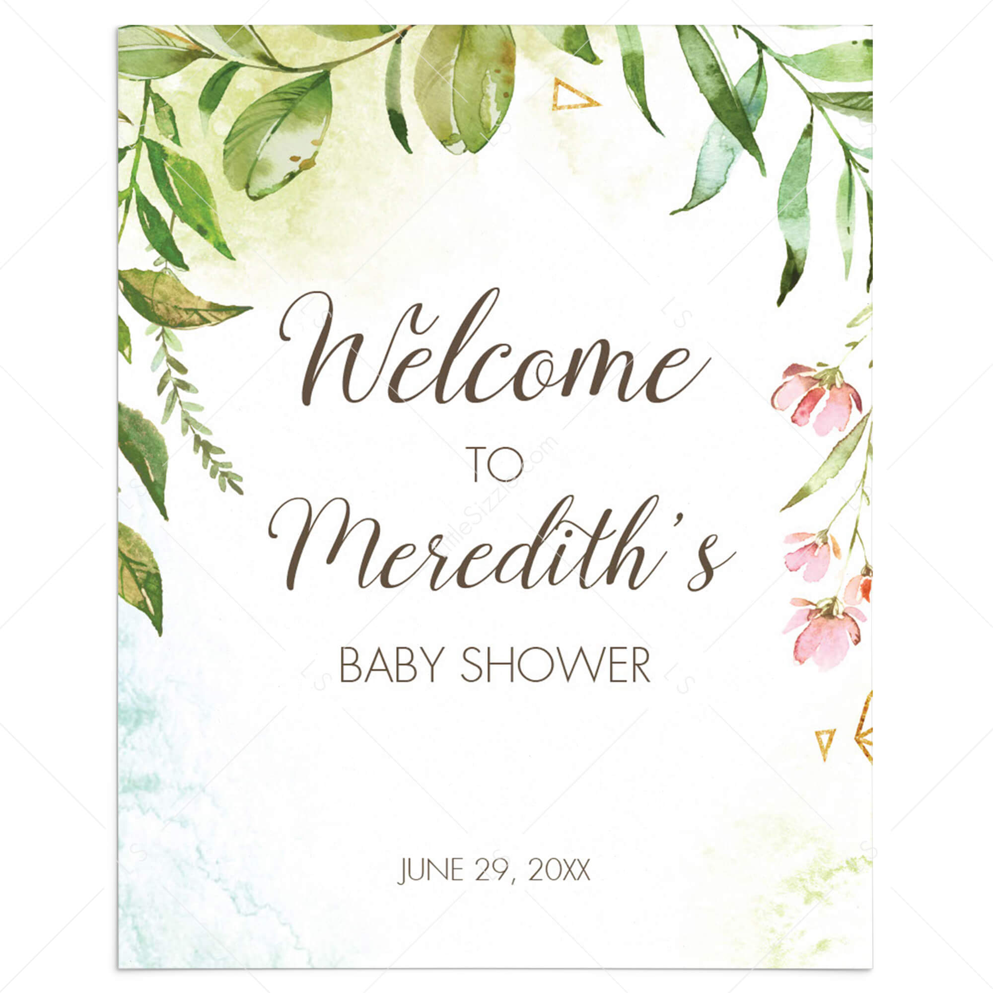 Garden Themed Baby Shower Welcome Sign Template by LittleSizzle