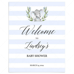 Blue and White Boy Baby Shower Welcome Sign Printable by LittleSizzle